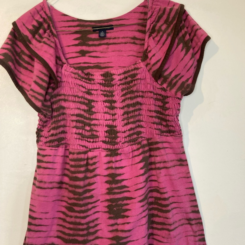 Tommy Hilfiger Pink and Brown Striped Tee